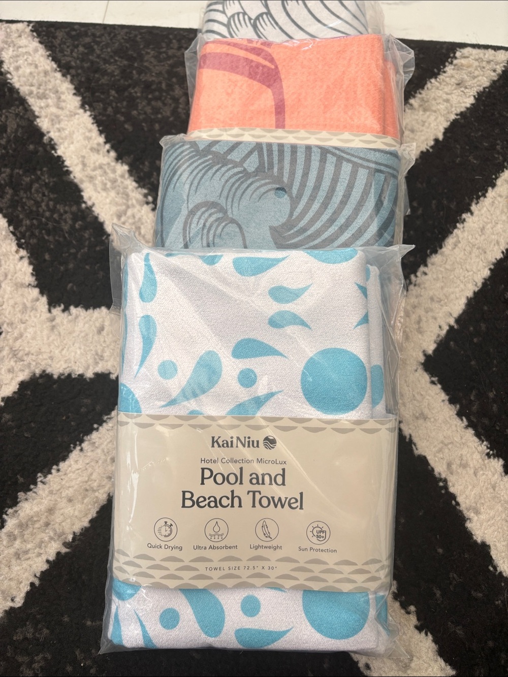 Blue & White Pool and Beach Towel - MicroLux 4 assorted colors 4 towels